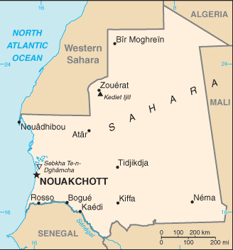 モーリタニアの地図